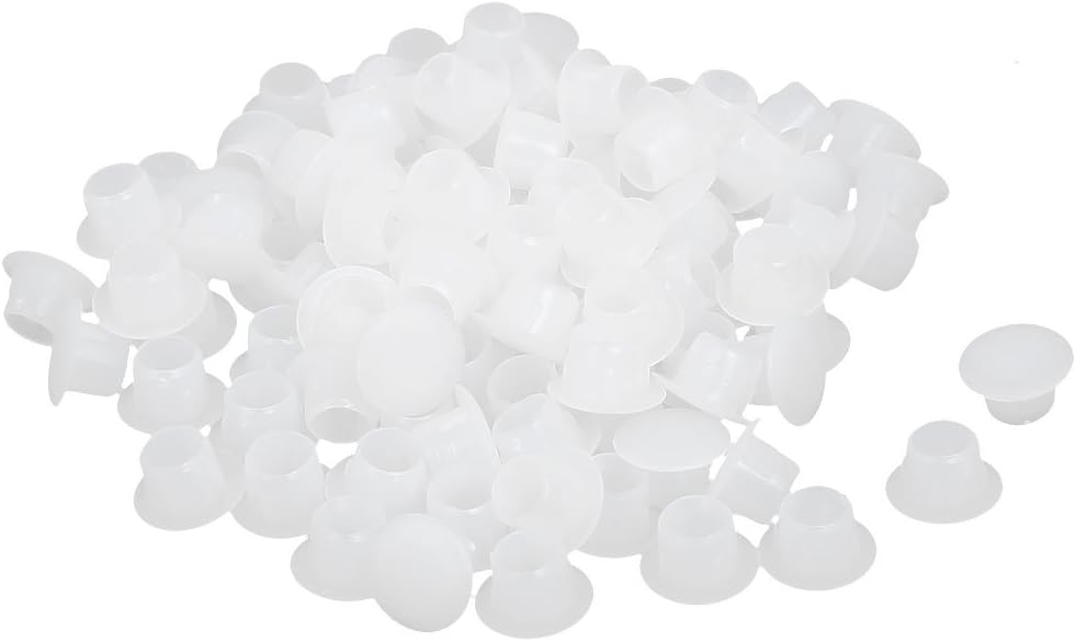 8mm Dia Plastic Straight Line Screw Cap Covers Hole Lids White 100pcs