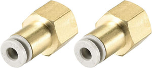 Push to Connect Tube Fittings 4mm Tube OD x 1/8 PT Female Straight Pneumatic Connector Pipe Fitting Golden Tone 2Pcs
