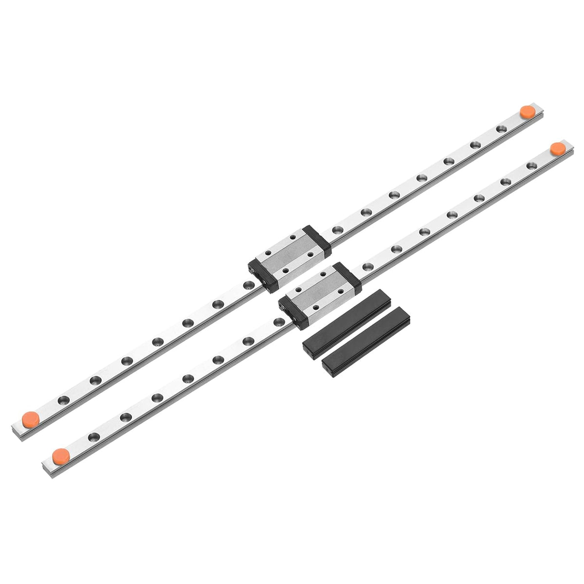 2pcs MGN9 350mm Linear Guide Rail with 2pcs MGN9H Sliding Carriage Block Bearing Steel and 2pcs Plastic Mini MGN12 Linear Guide for DIY 3D Printers and CNC Machine, Silver