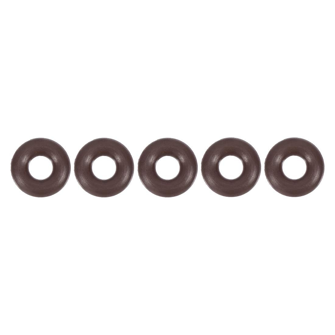 Fluorine Rubber O-Rings 8mm OD 3.2mm ID 2.4mm Width, Metric FKM Sealing Gasket, Pack of 5