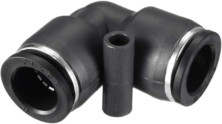 Plastic Elbow Push to Connect Tube Fitting 16mm Tube OD Pneumatic Air Push Fit Lock Fitting Black