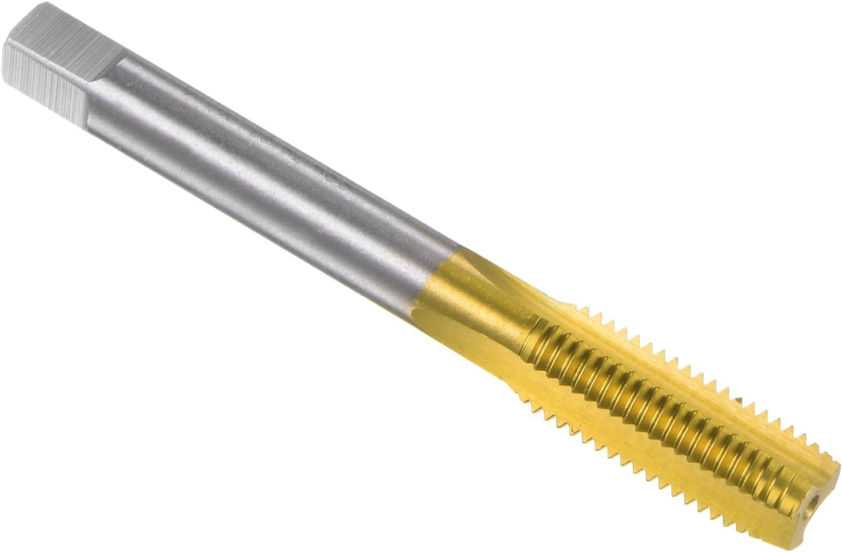 Metric Machine Thread Milling Tap M10 x 1.25 H2 Titanium Coated (Ti-coated) High Speed Steel 3 Straight Flutes Screw Thread Tapping Threading Machinist Repair DIY Tool