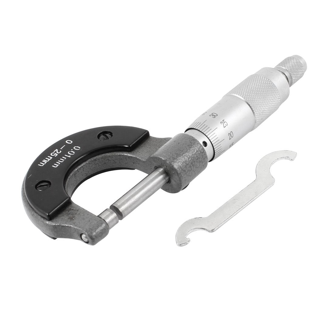 Metric Outside Micrometer, Micrometer Measuring Tool, Ratchet Stop, 0-25mm Range, 0.01mm Graduation Precision Machinist Tool