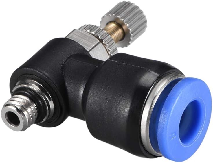 Push to Connect Air Flow Control Valve,Elbow,6mm OD x M5 Male Thread,Pneumatic Flow Speed Controller Valve,Blue 6pcs