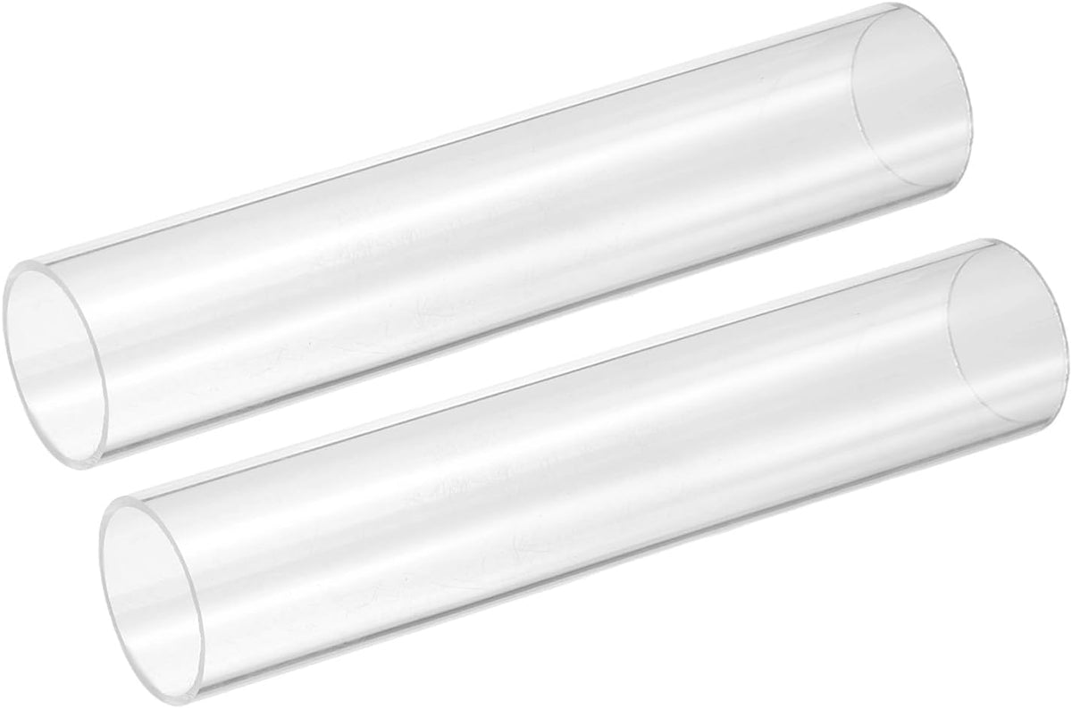 2Pcs Clear Rigid Acrylic Pipe, 36mm(1.42") ID x 40mm(1.57") OD 12" Round Polycarbonate Tube Plastic Tubing for Plumbing, Lighting, Aquarium, DIY Projects