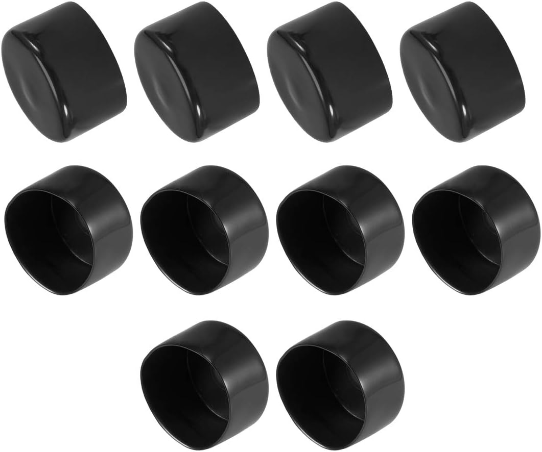10pcs Rubber End Caps 55mm ID Vinyl Vinyl Round End Cap Cover Screw Thread Protectors Black