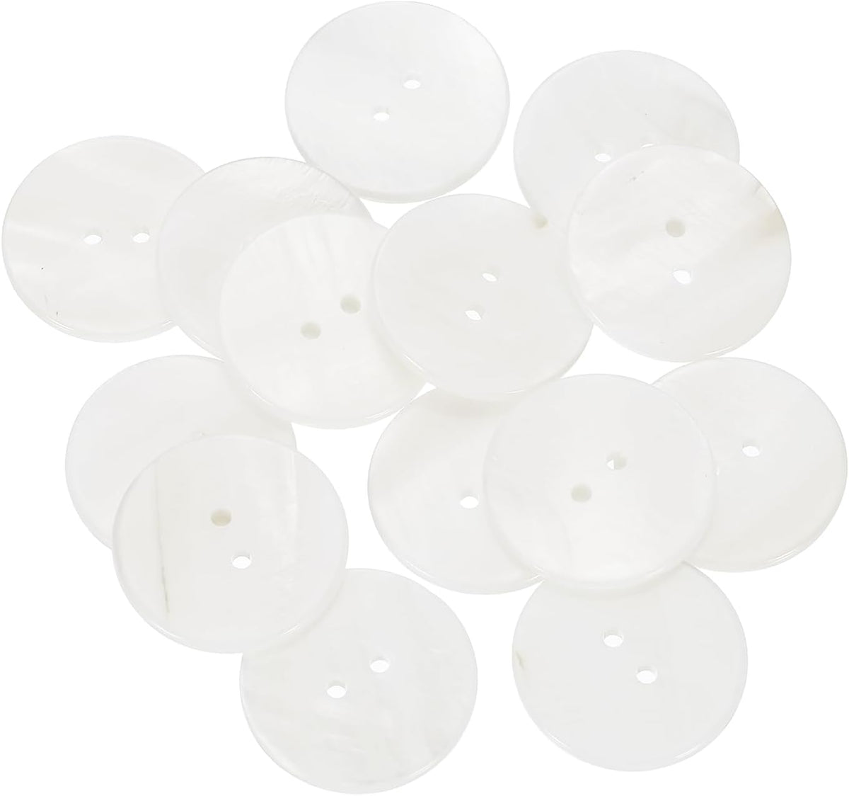14pcs Natural Shell Buttons, 2 Hole Mother of Pearl Buttons 25mm Sewing Craft Button for Shirt Bag DIY Sewing Crafts Decoration, White