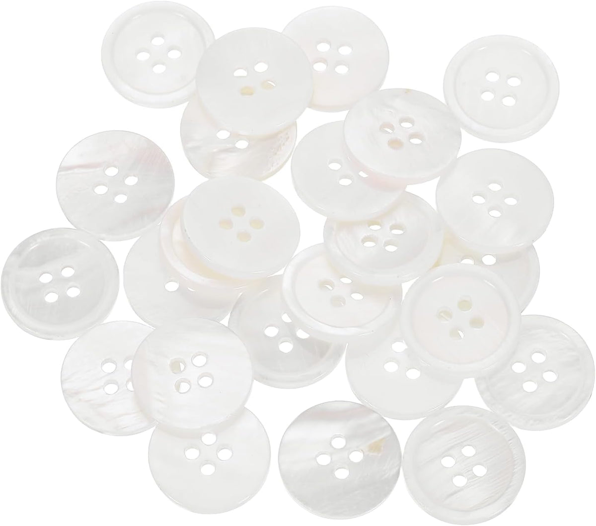 25pcs Natural Shell Buttons, 4 Hole Mother of Pearl Buttons 18mm Sewing Craft Button for Shirt Bag DIY Sewing Crafts Decoration, White