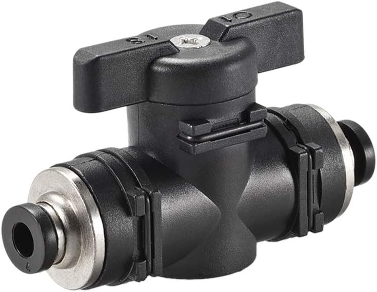 Pneumatic Ball Valve, Push to Connect Shut off Valve, 4mm Inner Diameter, for Air Flow Control, Plastic Zinc Alloy Black