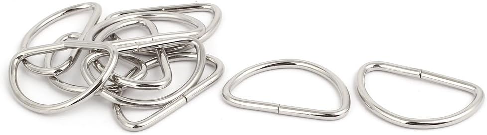 LinkMejor 10pcs Luggage Bag D Shaped Loop Ring Buckle Fastener Silver Tone for 38mm Width Strap Belt