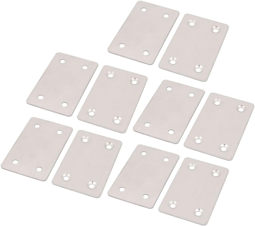 Metal Rectangle 4 Holes Flat Mending Repair Plates Brackets Fasteners 10pcs