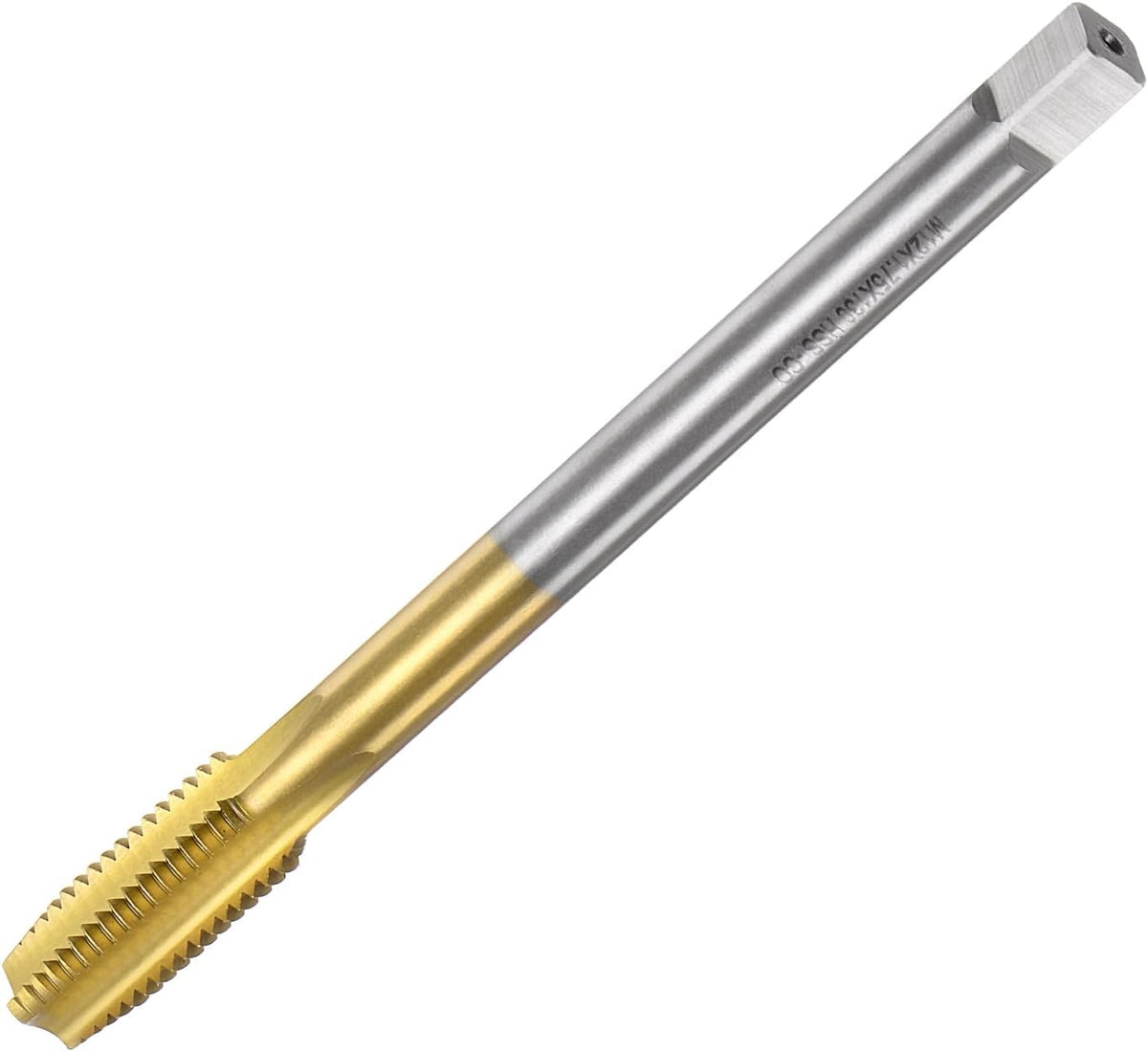Metric Thread Tap M12 x 1.75 H2 130mm Extra Long Titanium Coated M35 High Speed Steel Straight Flute Screw Thread Milling Machine Taps Threading Tapping Repair Tool