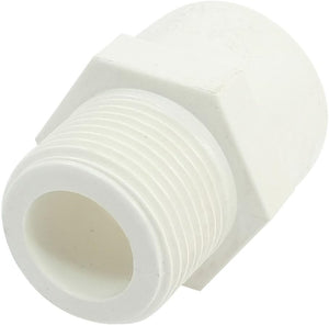 3/4" PT Male Thread 0.984" Slip PVC Pipe Straight Connector Coupler White