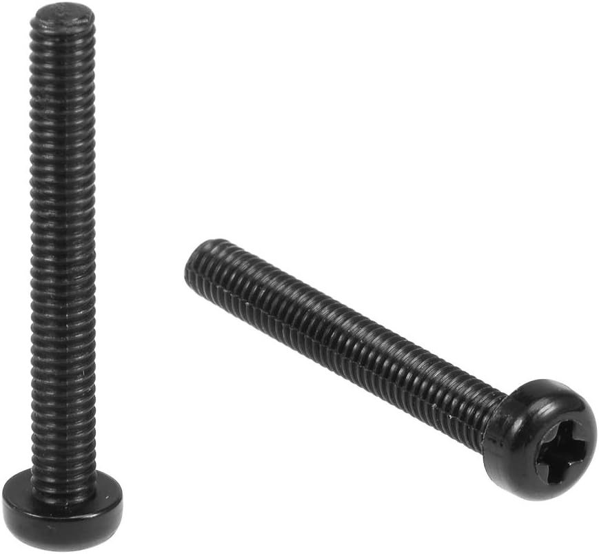 M4x30mm Threaded Nylon Phillips Cross Pan Head Machine Screws Bolts Black 50Pcs