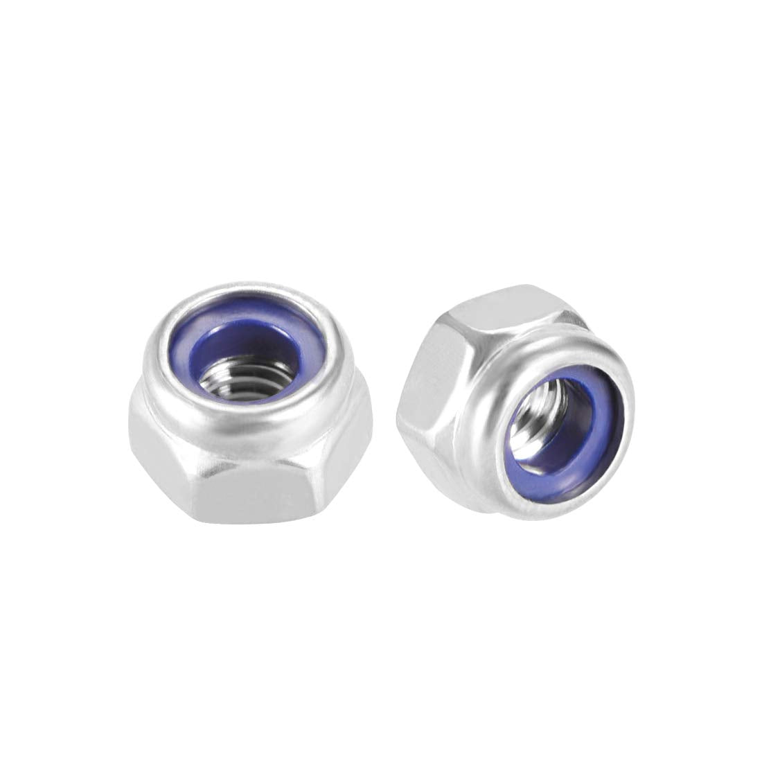 M4 x 0.7mm Nylon Insert Hex Lock Nuts, 316 Stainless Steel, Plain Finish, Pack of 50