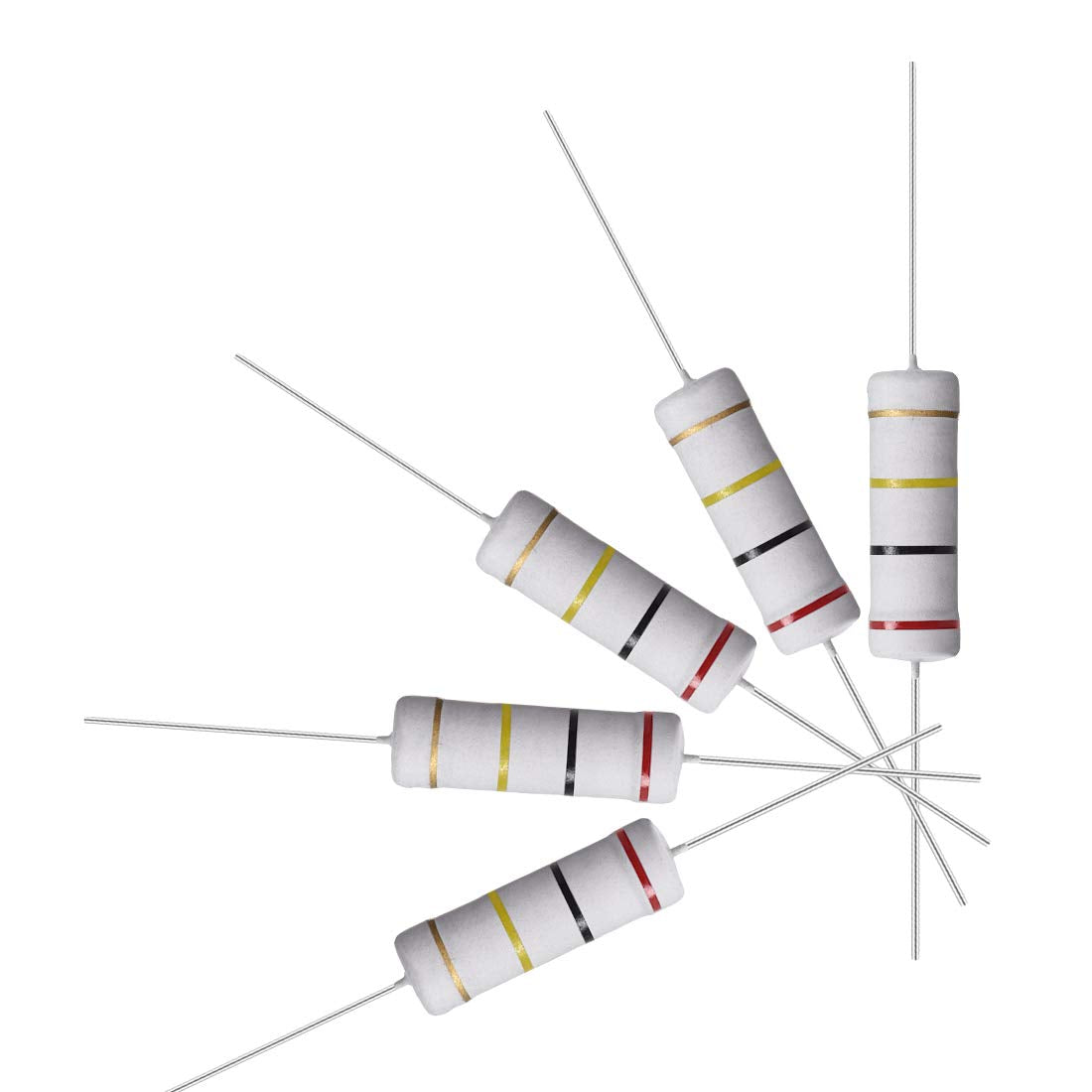 10Pcs 200K Ohm Resistor, 5W 5% Tolerance Metal Oxide Film Resistors, Shaft Lead, Flame Proof for DIY Electronic Projects and Experiments