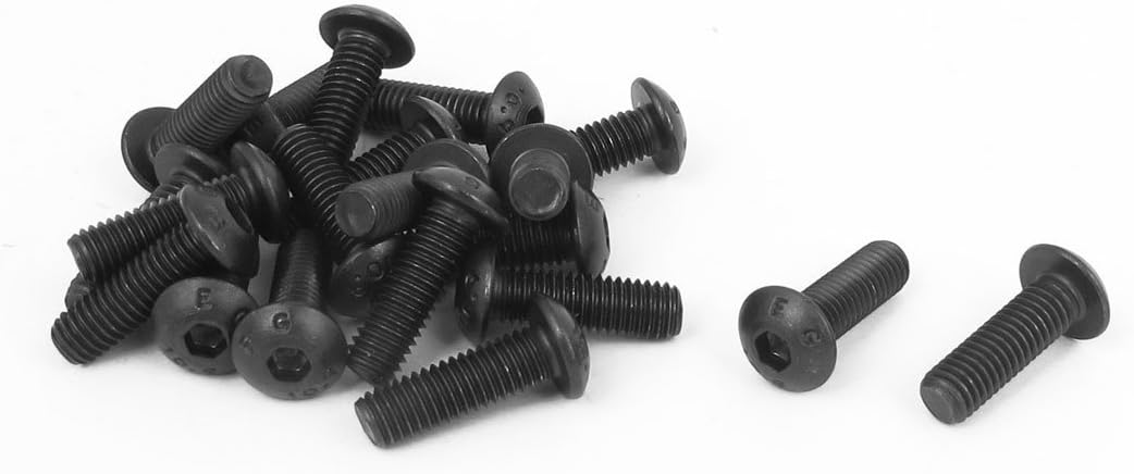 M5 x 16mm Alloy Steel Hex Socket Button Head Machine Screws Black 20Pcs