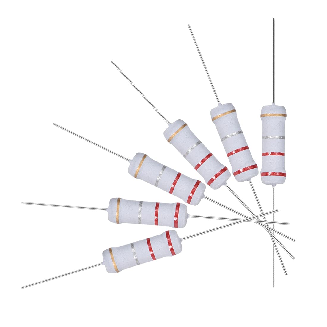 30Pcs 0.22 Ohm Resistor, 2W 5% Tolerance Metal Oxide Film Resistors, Axial Lead, Flame Proof for DIY Electronic Projects and Experiments