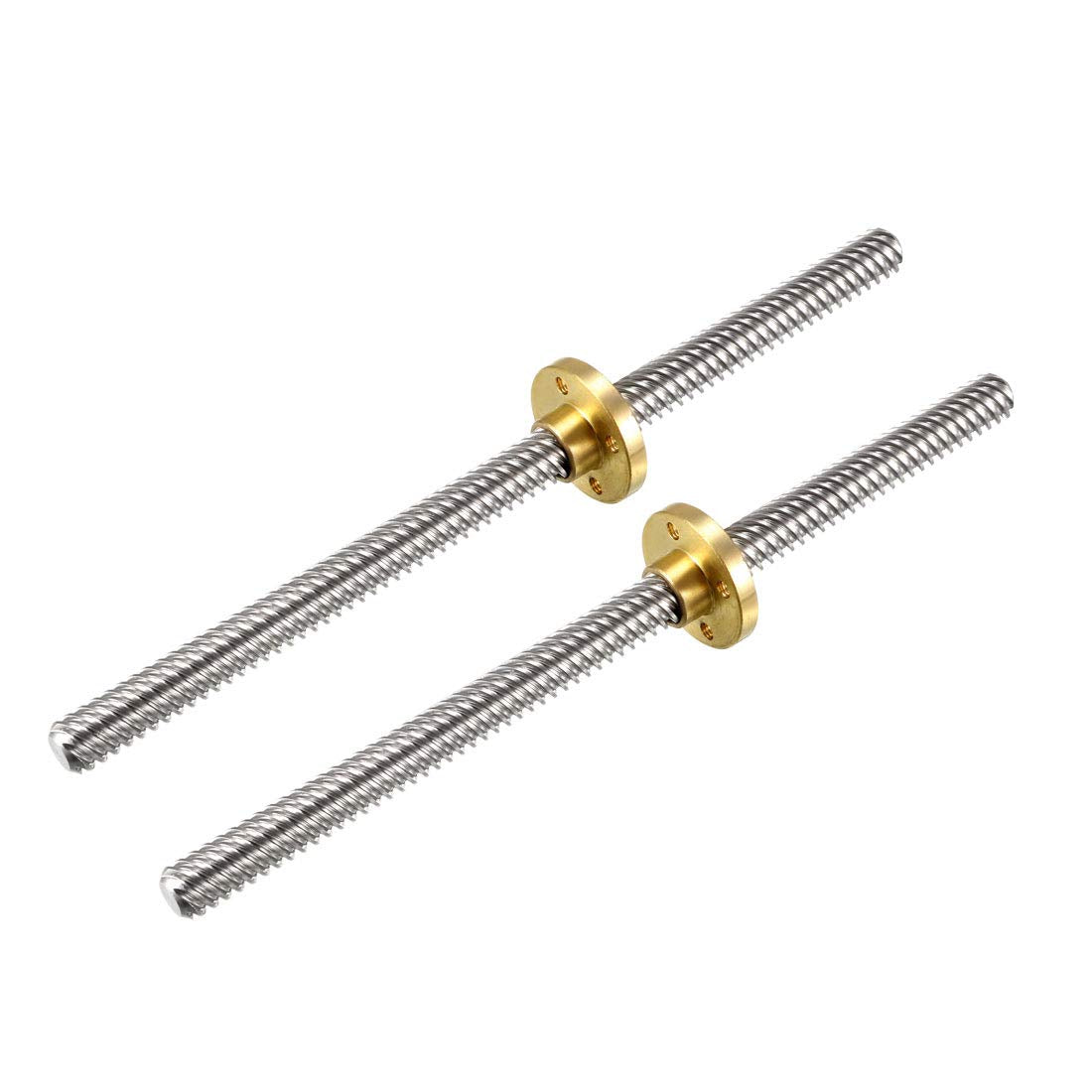 150mm Length T8 8mm Dia Lead Screw Rod,8 Lead Stainless Steel Lead Screw Rod with Copper Nut Trapezoidal Thread for 3D Printer Z Axis2pcs