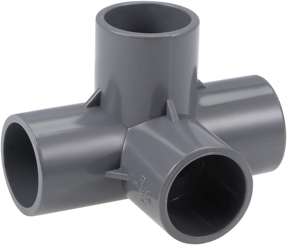 4 Way 25mm Tee PVC Fitting Elbow - PVC Furniture - PVC Elbow Fittings Gray 10Pcs