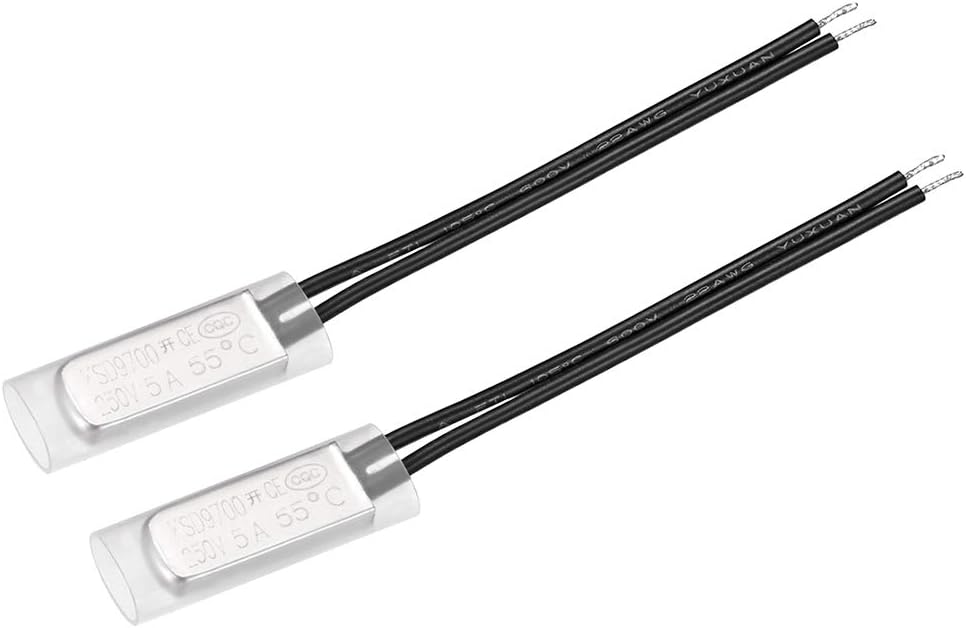 KSD9700 Thermostat, 55℃ Normally Open Temperature Switch Thermal Switch, N.O 5A Metal Temperature Controller 2pcs