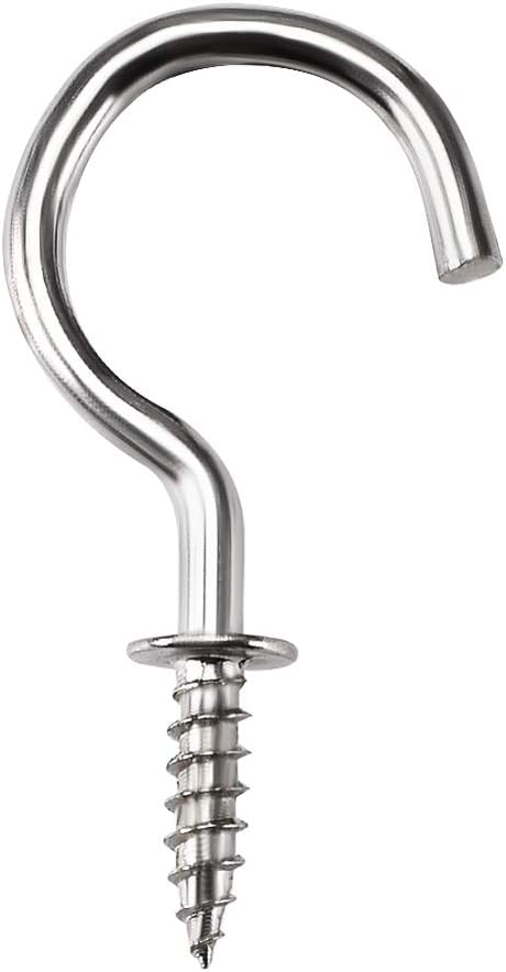 1.5" Screw Eye Hooks Self Tapping Screws Screw-in Hanger Eye-Shape Ring Hooks with Plate Silver 30pcs