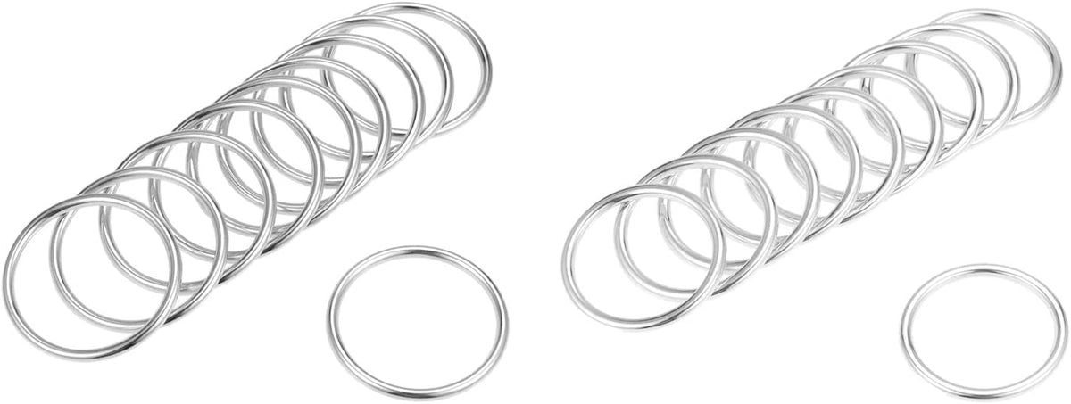 O Ring Buckle, 30mm and 35mm ID Zinc Alloy Fasteners Silver Tone for Bag DIY 20 Pcs