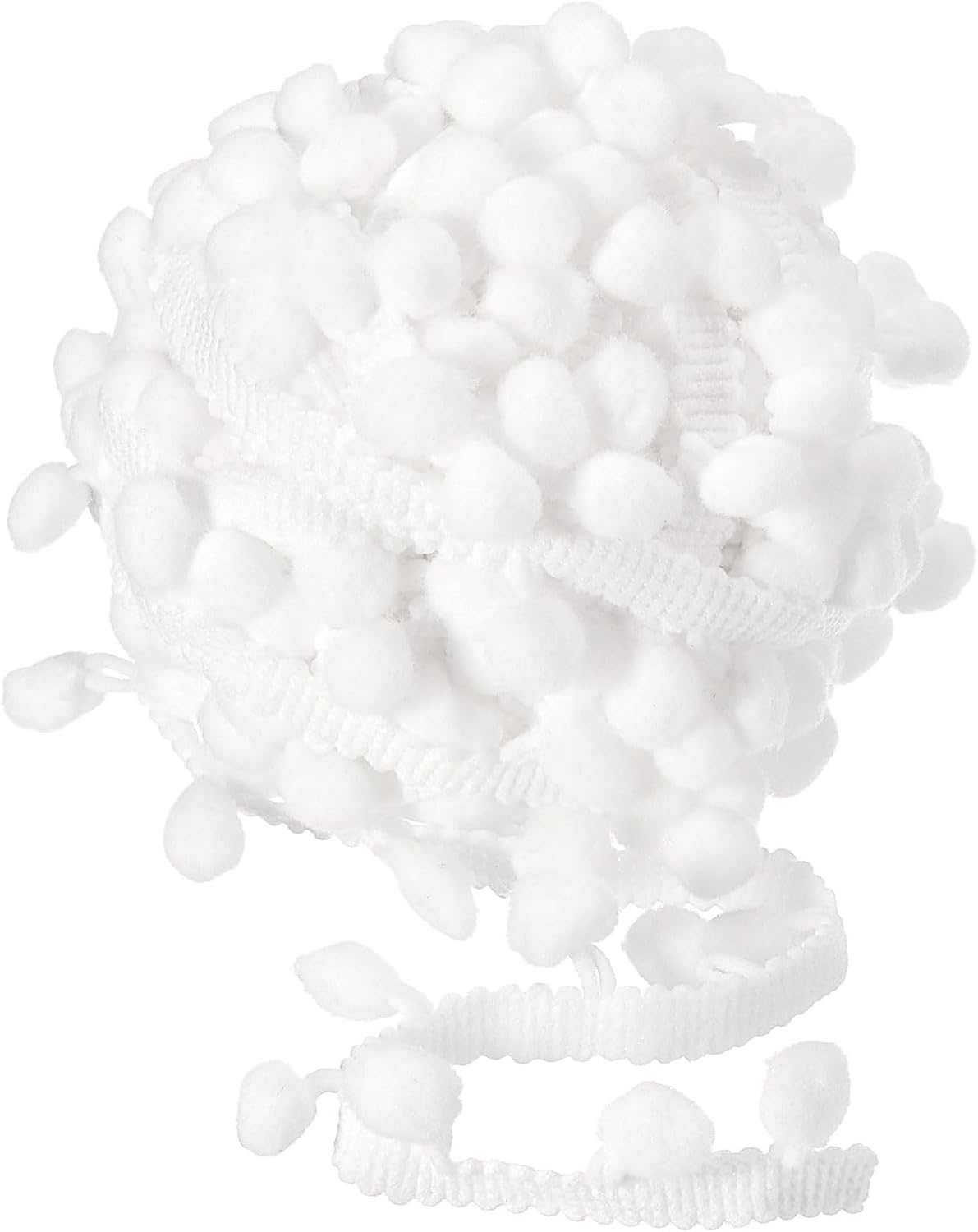 10 Yards Pom Pom Ball Fringe Trim, Ribbon Sewing Accessory DIY Crafts for Home Curtain Clothes Pillow Decoration (10mm, White)