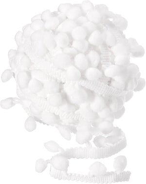10 Yards Pom Pom Ball Fringe Trim, Ribbon Sewing Accessory DIY Crafts for Home Curtain Clothes Pillow Decoration (10mm, White)