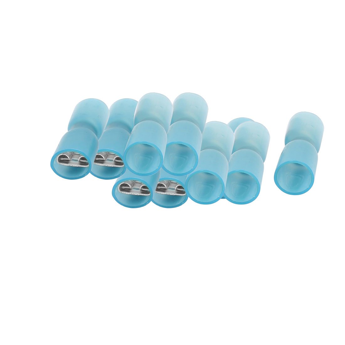 FDD2-250 Heat Shrink Electrical Fully Insulated Female Spade Wire Terminals AWG 16-14 with 10 Piece, Blue