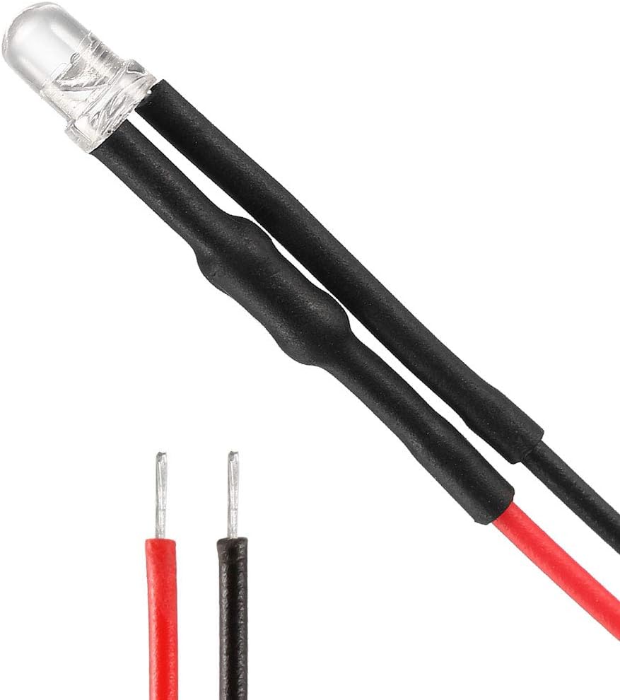 10Pcs 3mm Pre Wired LED, Warm White DC3-5V Clear Lens, Light Emitting Diodes