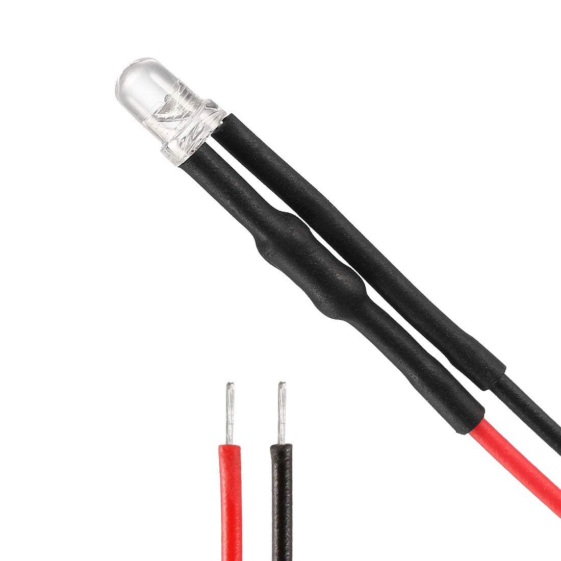 20Pcs 3mm Pre Wired LED, Green DC24V Clear Lens, Light Emitting Diodes