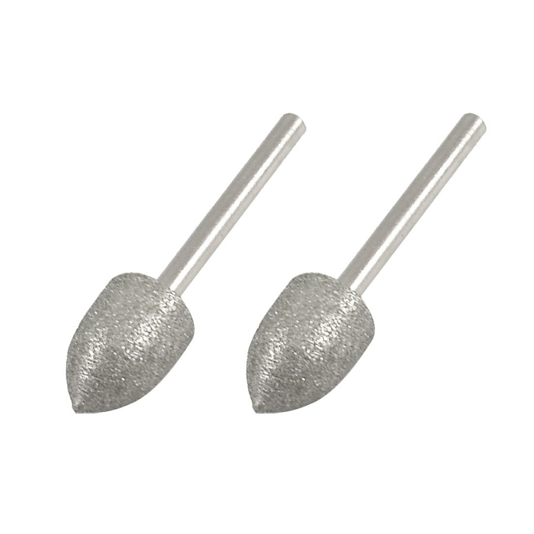 2 Pcs 10mm Tapered Nose 3mm Shank Diamond Mounted Point Grinding Bits