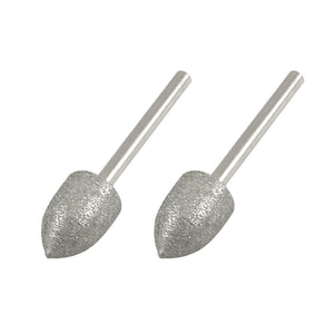 2 Pcs 10mm Tapered Nose 3mm Shank Diamond Mounted Point Grinding Bits