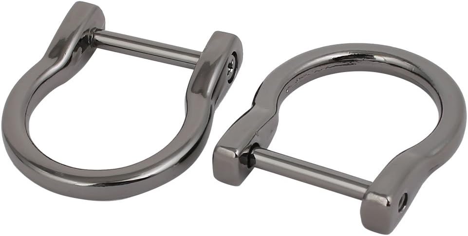 LinkMejor 20mm Inner Width Metal U Shaped Screw Mounted Buckle D Ring Black 2pcs