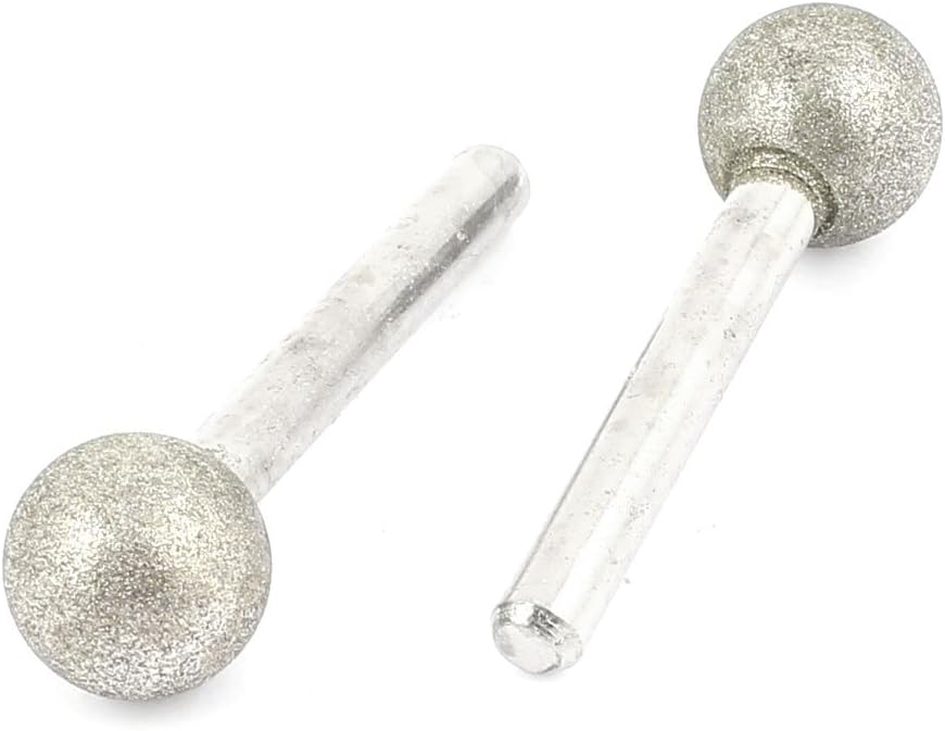 2 Pcs Diamond Coated 16mm Spherical Head Mounted Point Grinding Bit