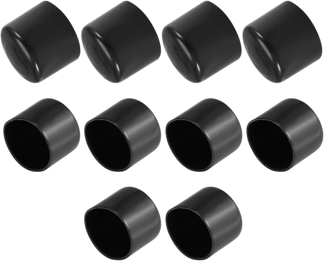 10pcs Rubber End Caps 60mm ID Vinyl Vinyl Round End Cap Cover Screw Thread Protectors Black