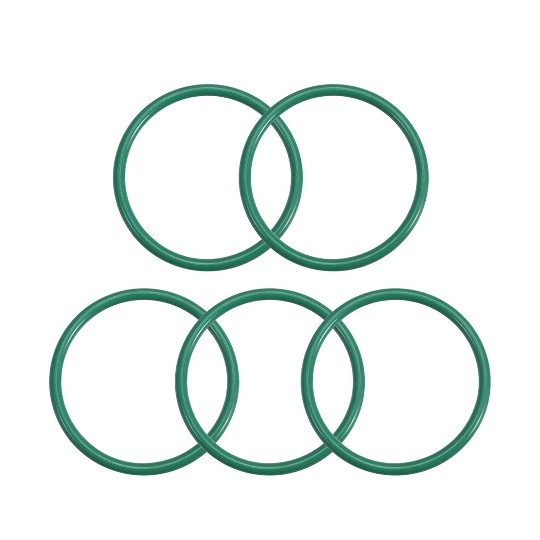 Fluorine Rubber O-Rings, 21mm OD 18mm ID 1.5mm Width FKM Seal Gasket for Machinery Plumbing, Green, Pack of 5