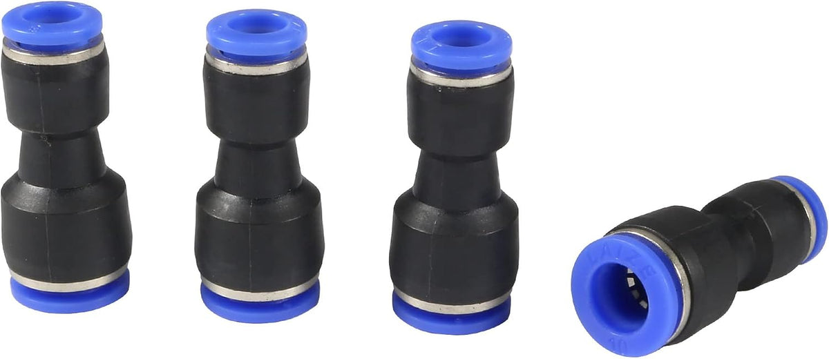 4pcs Push to Connect Fittings Tube Connect 25/64" to 5/16" OD Reducing Straight Union Push Fit Fittings Tube Fittings Push Lock Blue