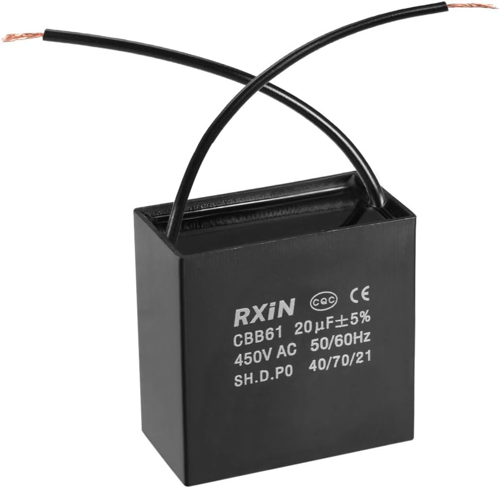 Ceiling Fan Capacitor CBB61 20uF 450V AC 2 Wires Metalized Polypropylene Film Capacitors 58x31x57mm for Water Pump Motor Generator