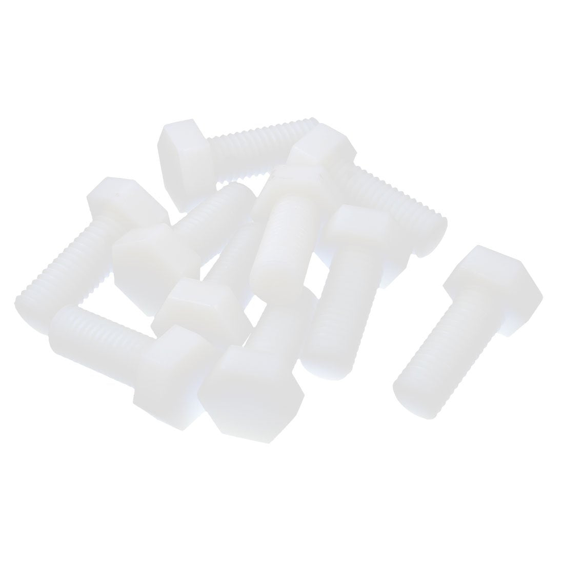 Hexagon M12 x 30mm Nylon Plastic Screw Threaded Pack of 10PCS RoHS