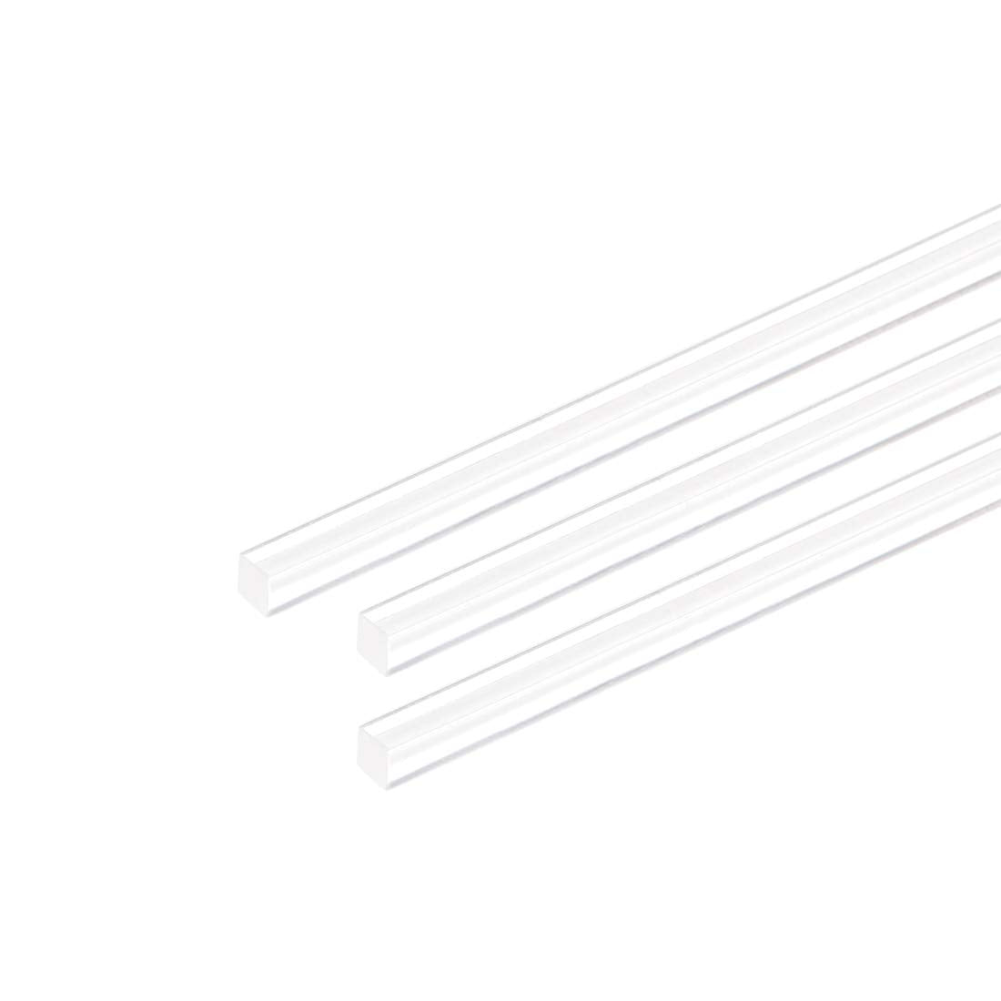 Acrylic Square Rod,5mmx5mmx20inch Clear Plastic Rod Solid PMMA Bar 3pcs