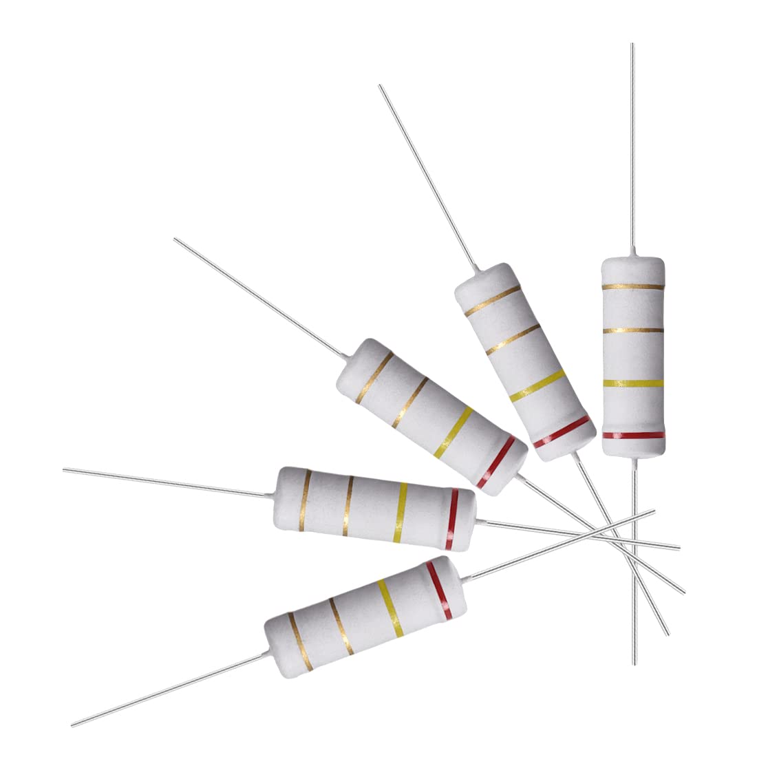 10Pcs 2.4 Ohm Resistor, 5W 5% Tolerance Metal Oxide Film Resistors, Lead, Flame Proof for DIY Electronic Projects and Experiments