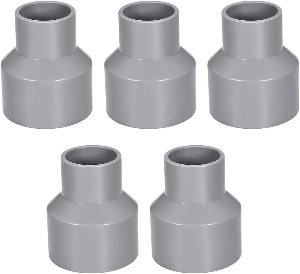 PVC DWV Reducing Coupling Schedule 40 Gray 32mm x 50mm Socket 5Pcs