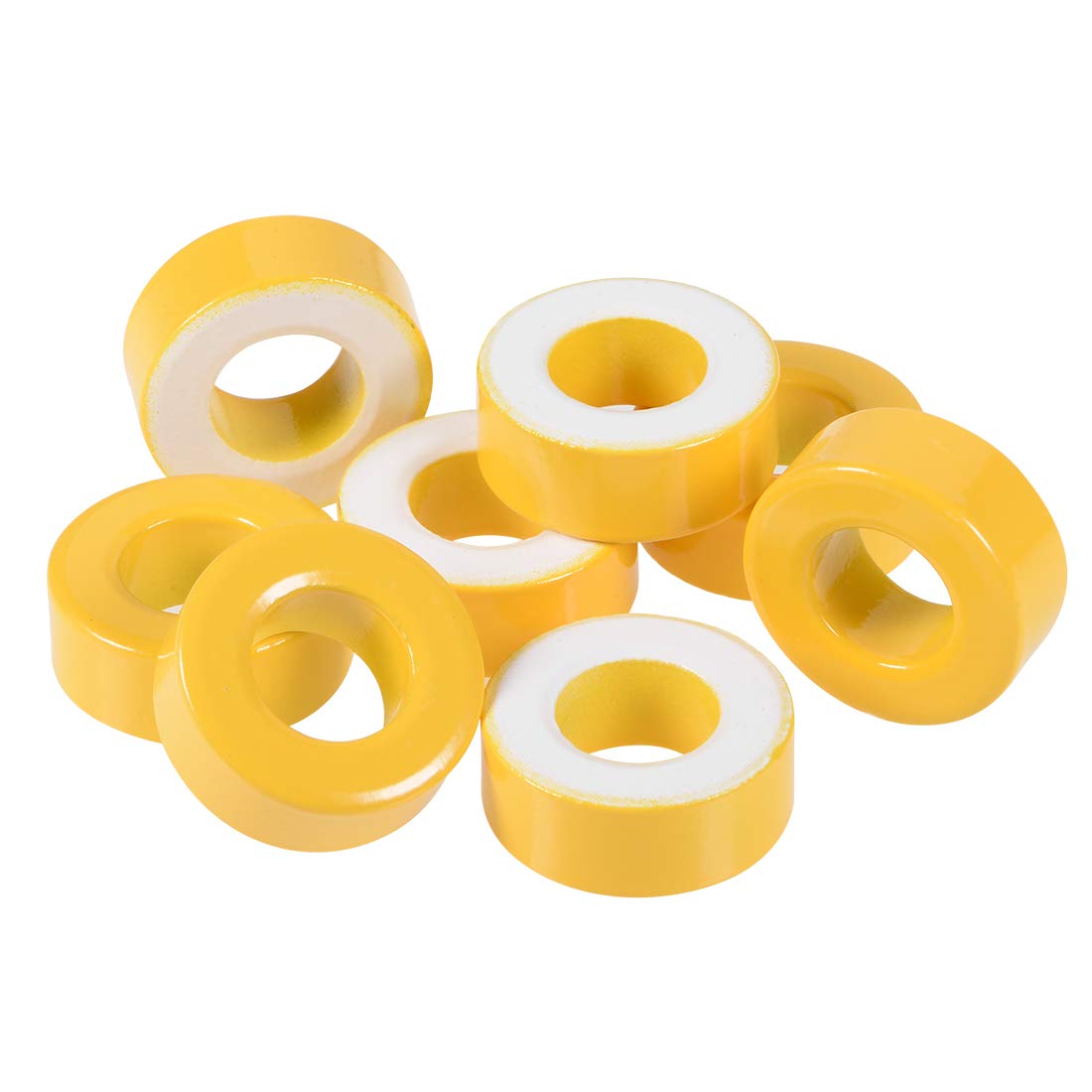 8pcs 14.2 x 27.3 x 11mm Ferrite Chokes Ring Iron Powder Toroid Cores Yellow White