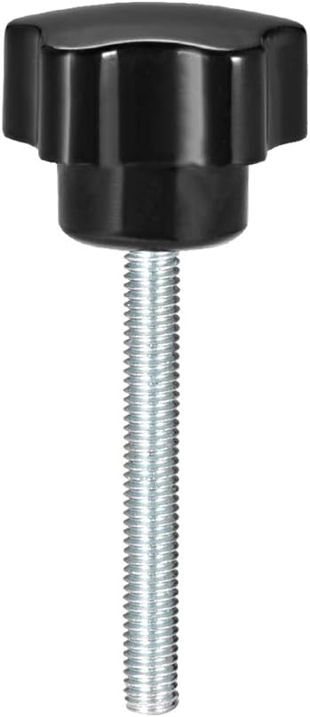 Star Knobs Grips M6 x 50mm Male Thread Steel Zinc Stud Black PP