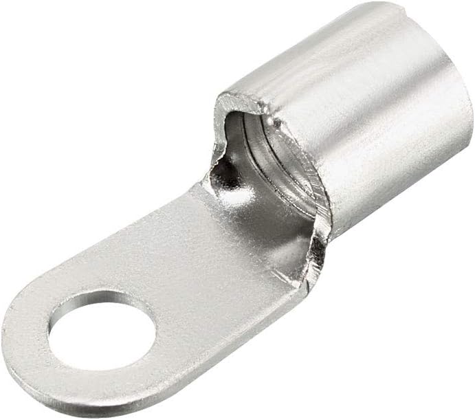 Copper Wire Lugs,8AWG RNB22-6S,Bolt Hole,Battery Cable Ends Eyelets Crimp Tubular Ring Terminals Connectors Silver Tone 10Pcs