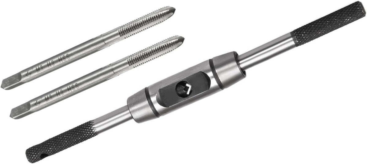 Metric Machine Tap M3 x 0.5mm H2 3 Straight Flutes & Adjustable Tap Wrench Handle M1-M8 Tap Reamer Tapping Hand Tool