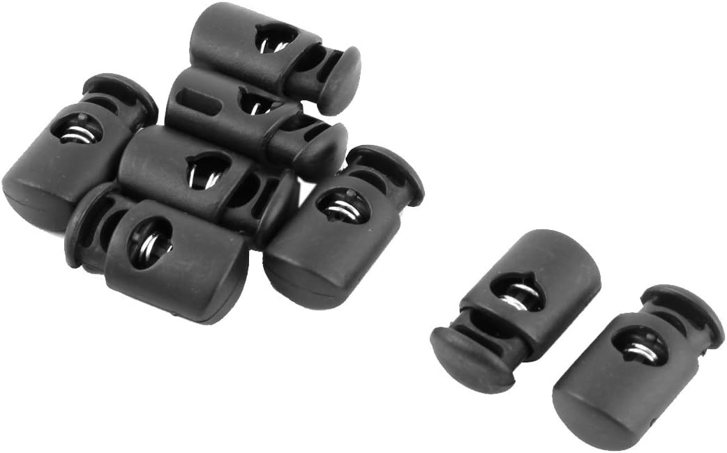 LinkMejor Plastic Outdoor Single Hole String Cord Lock Clamp Toggle Spring Stop 8pcs Black