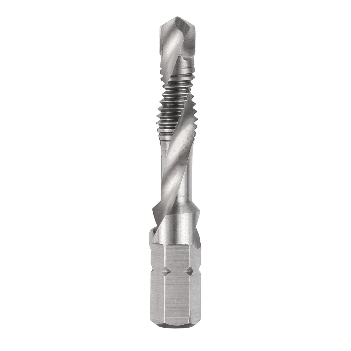 Combination Drill and Tap Bits, Metric M6 x 1 Thread 1/4" Hex Shank 4341 High Speed Steel Threading Screw Taps Machine Drilling Tapping Tool Kit